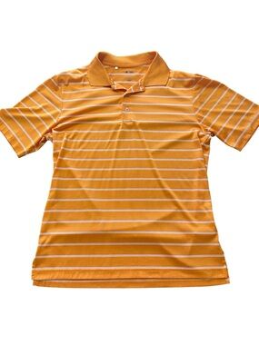 Adidas Striped Polo Shirt in Orange and White